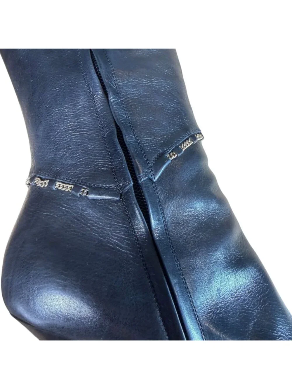 Louis Vuitton Black Chain Reaction Leather Vintage High Heel Boots Size EU 39.5